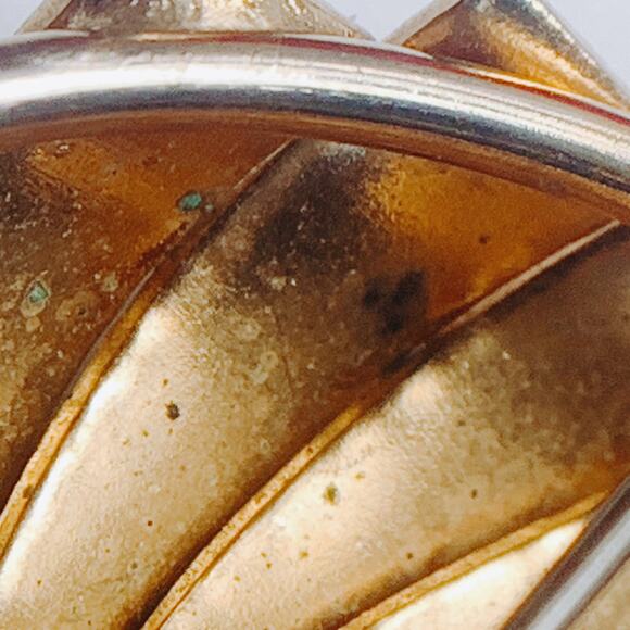 Vintage Mid Century Gold Tone Swirl Brooch Textured Layered Modernist Spiral Pin - Picture 10 of 16